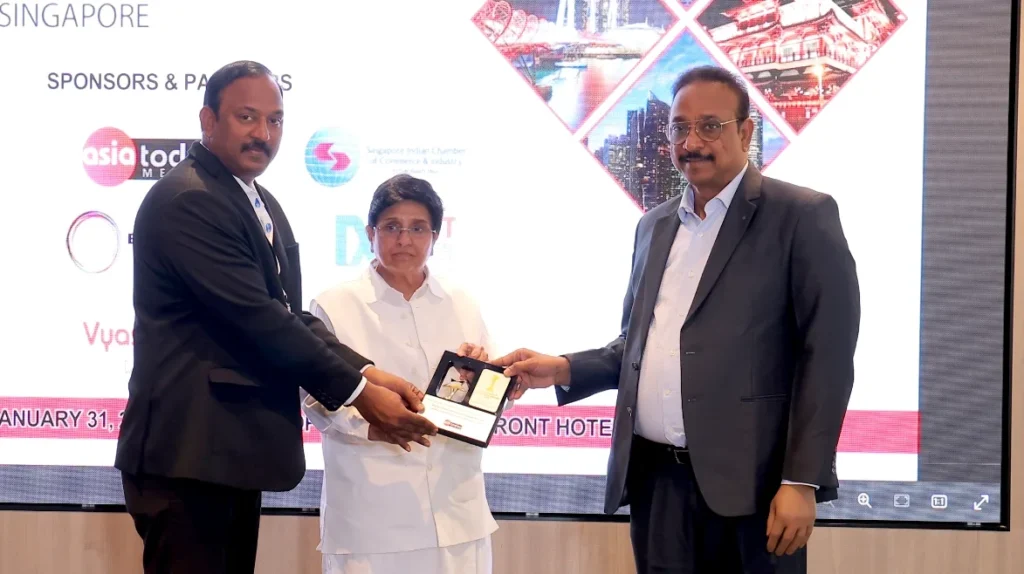 Mr. Srinivas Rao Veluvolu proudly accepts the Asia Leaders Excellence Award 2024 for Nikhila Constructions And Developers, honored as the Leading Construction Company in Telangana, India.